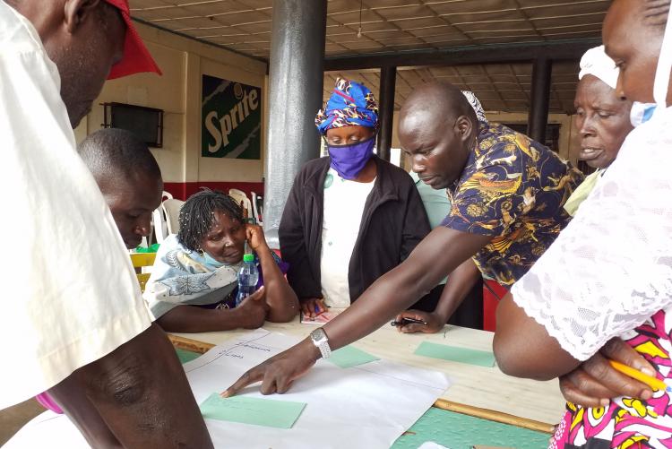 DCP2_Post Doc during a community workshop on climate chnage and human-wildife conflict