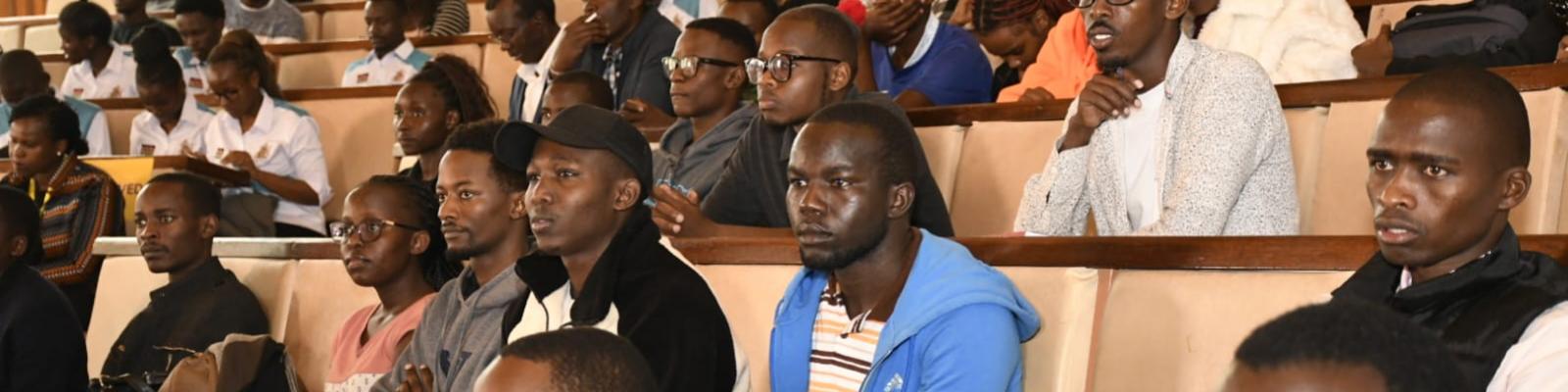 students at the public policy lecture on climate action at millenium hall chiromo campus